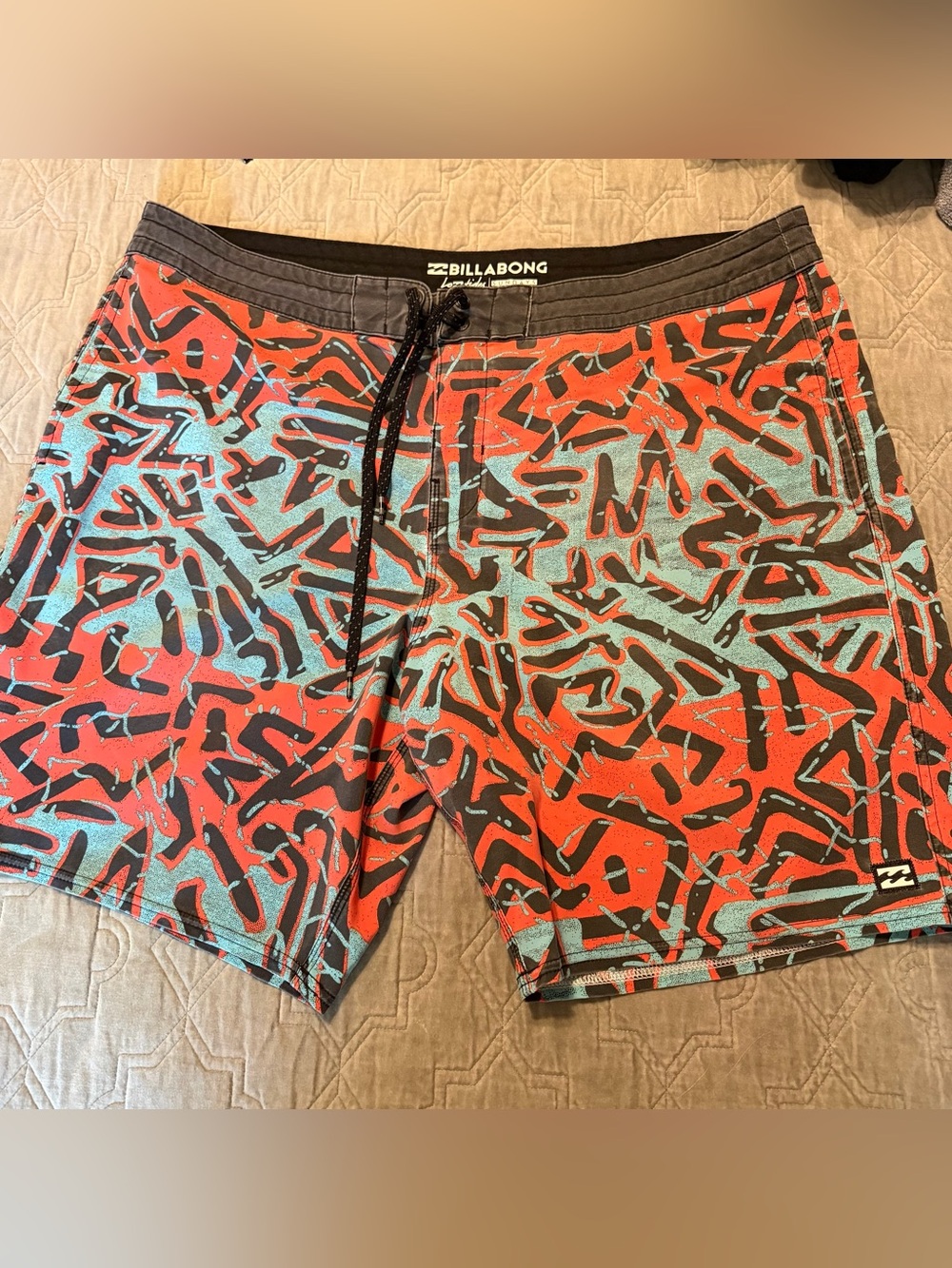 Billabong Men’s Coral & Teal Abstract Board Shorts